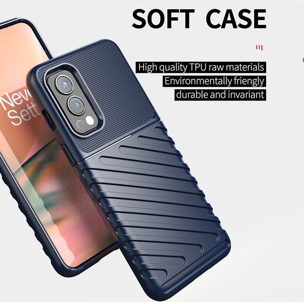 Thunder Series Twill Texture Thickened TPU Protective Cover Drop-Proof Anti-Fingerprint Case for OnePlus Nord 2 5G