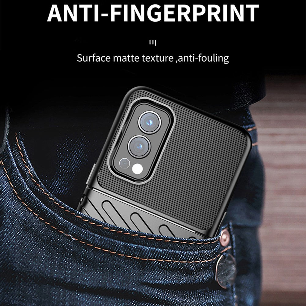 Thunder Series Twill Texture Thickened TPU Protective Cover Drop-Proof Anti-Fingerprint Case for OnePlus Nord 2 5G