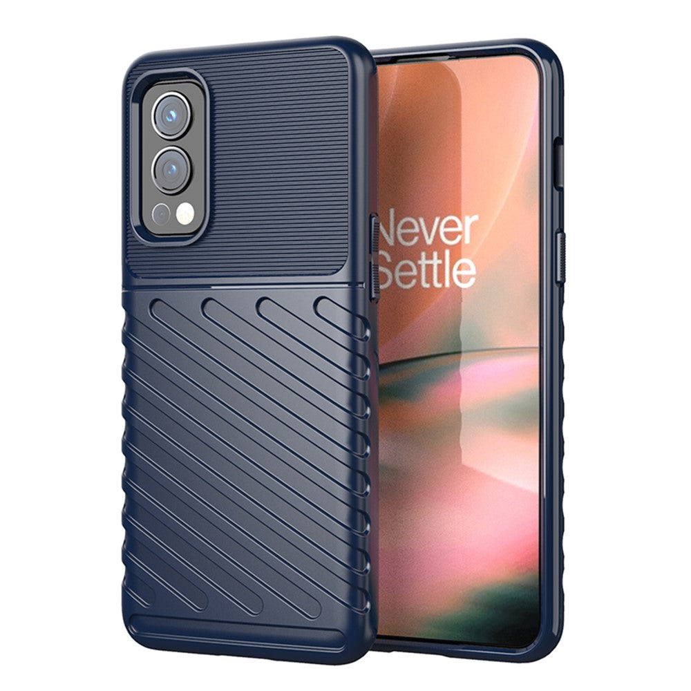 Thunder Series Twill Texture Thickened TPU Protective Cover Drop-Proof Anti-Fingerprint Case for OnePlus Nord 2 5G