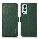 KHAZNEH Plånboksfodral i äkta läder med litchitextur och stöldskyddande design för OnePlus Nord 2 5G