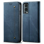 Full Coverage Jeans Cloth Texture PU Leather Wallet Stand Case for OnePlus Nord 2 5G