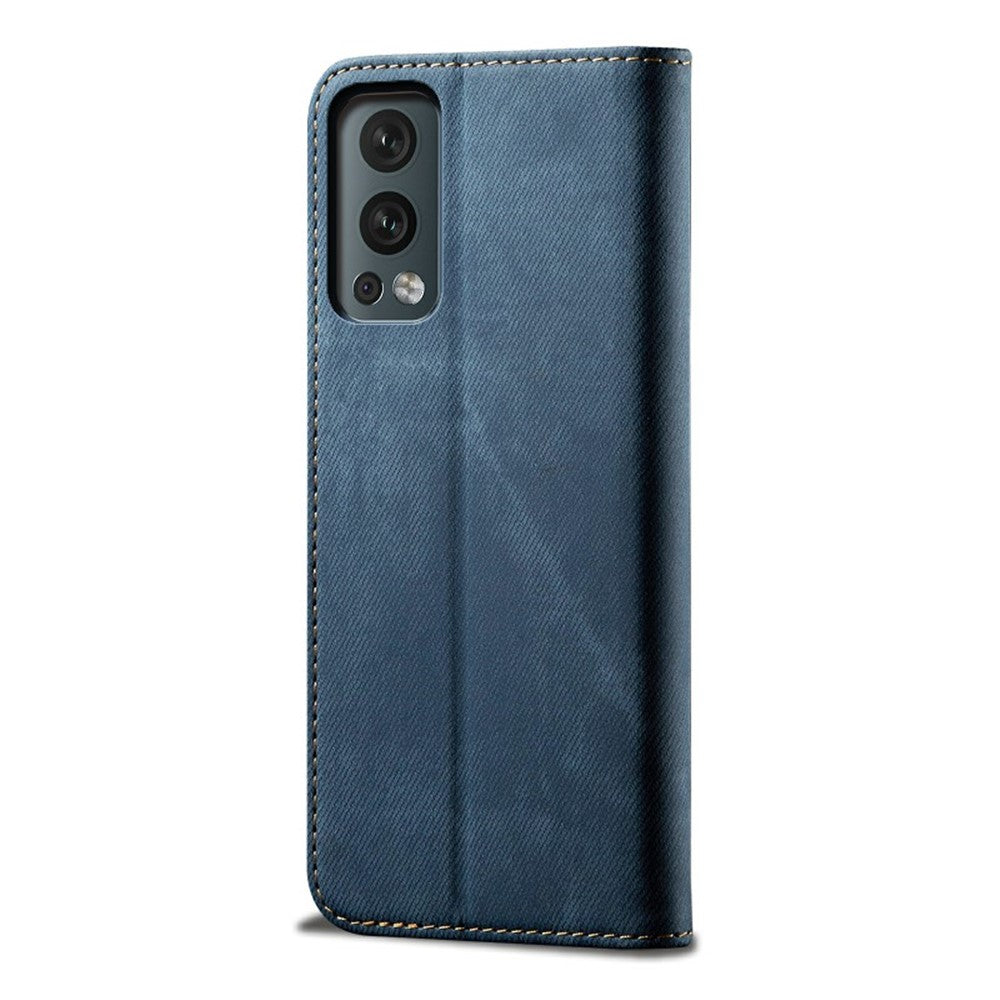 Full Coverage Jeans Cloth Texture PU Leather Wallet Stand Case for OnePlus Nord 2 5G