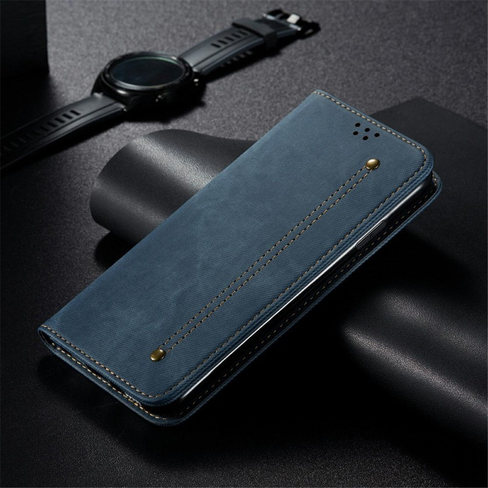 Full Coverage Jeans Cloth Texture PU Leather Wallet Stand Case for OnePlus Nord 2 5G