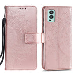 PU Leather Imprinted Mandala Pattern Wallet Stand Case with Strap for OnePlus Nord 2 5G
