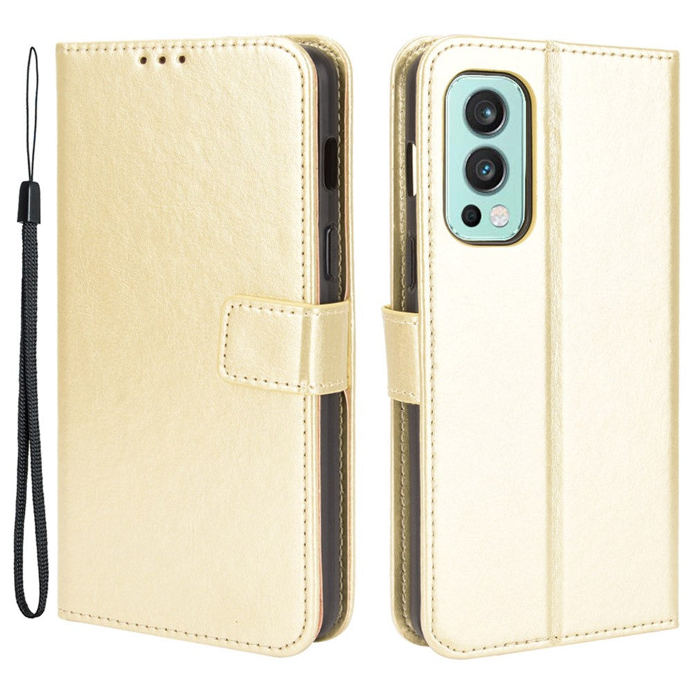 Modernt Crazy Horse Läderplånboksfodral med Rem för OnePlus Nord 2 5G