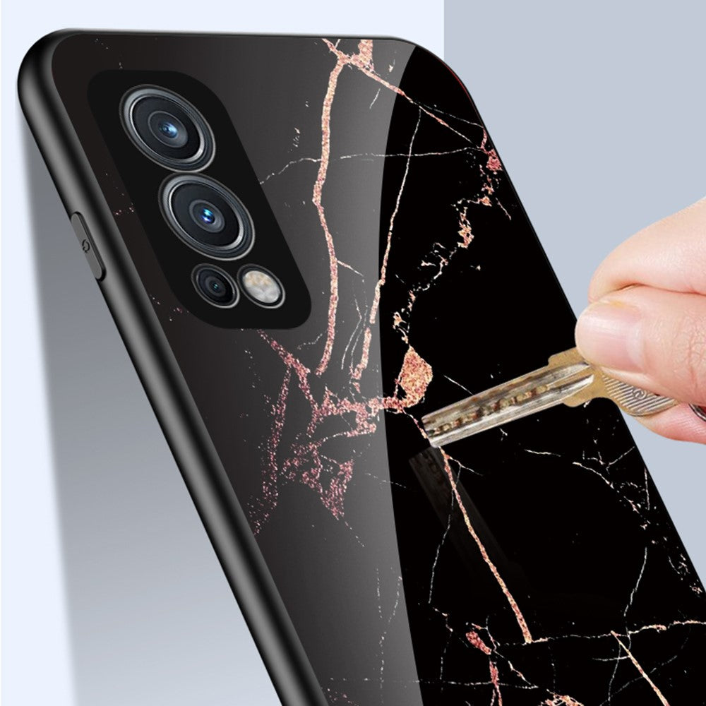 Marmordesign Ultratunt Snyggt Skyddande mobilskal i Härdat Glas för OnePlus OnePlus Nord 2 5G