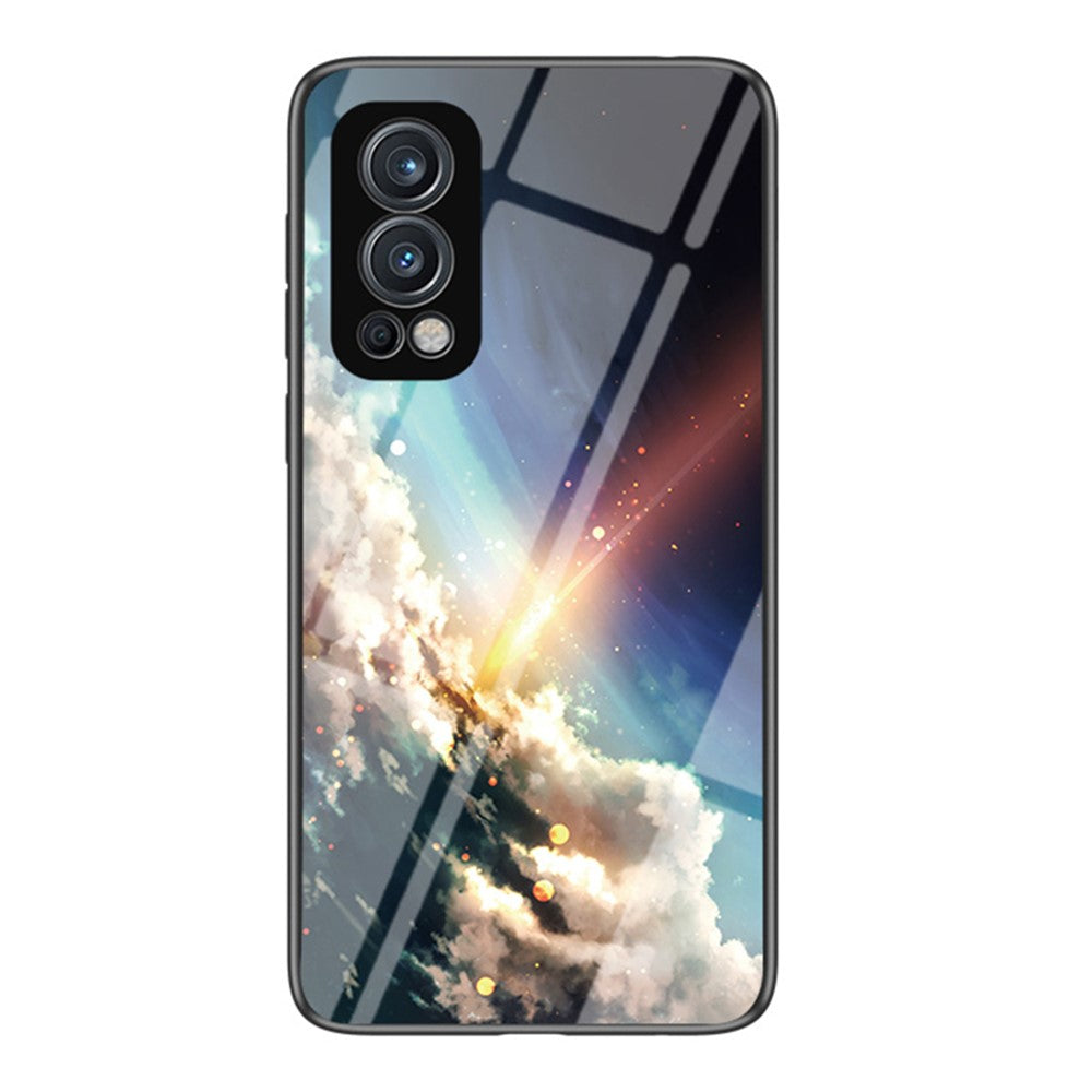 Starry Sky Series reptåligt mjukt och flexibelt TPU-skal med härdat glasbaksida, moderiktigt mobilskal för OnePlus Nord 2 5G