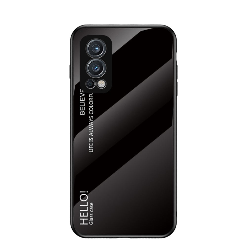Tonat härdat glas + TPU-ram Hybrid Slim Stötsäkert Skyddsfodral för OnePlus Nord 2 5G