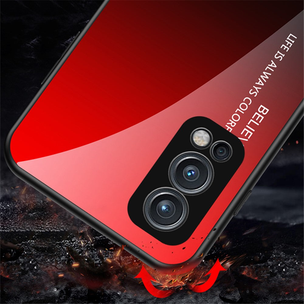 Tonat härdat glas + TPU-ram Hybrid Slim Stötsäkert Skyddsfodral för OnePlus Nord 2 5G