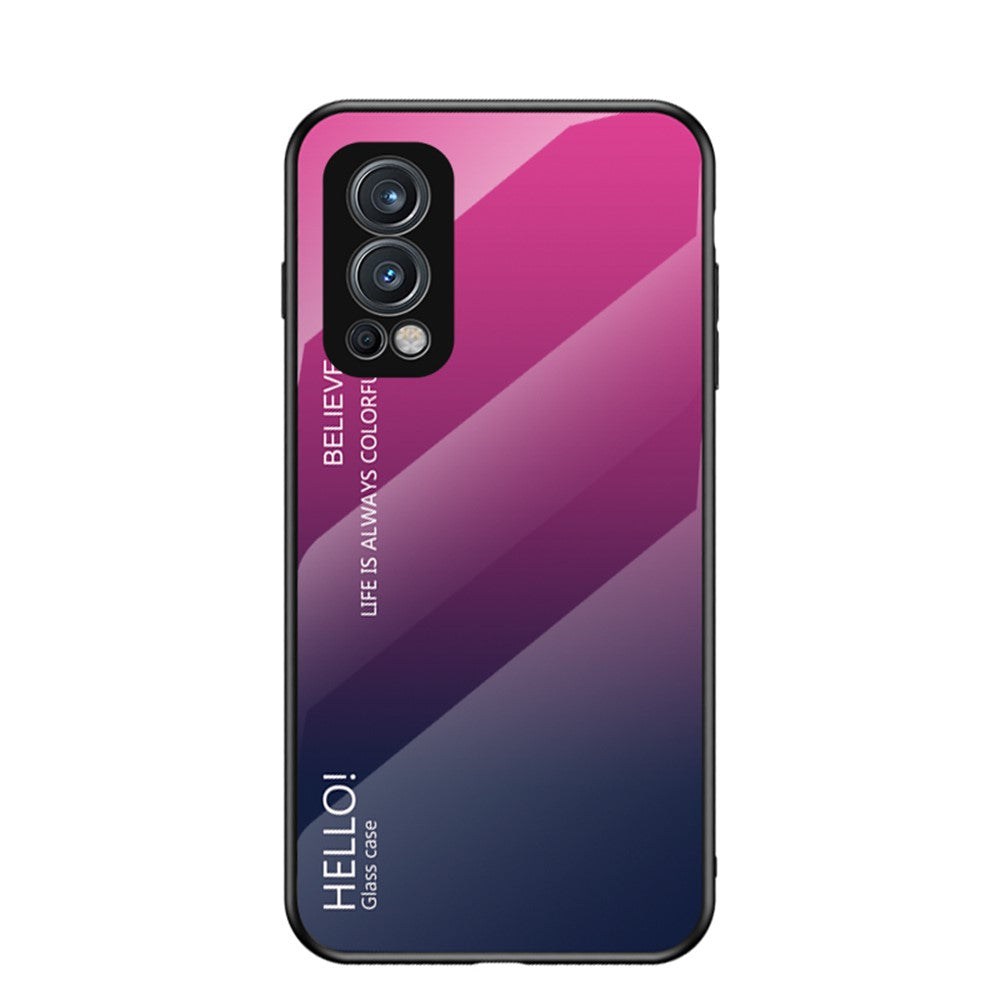 Tonat härdat glas + TPU-ram Hybrid Slim Stötsäkert Skyddsfodral för OnePlus Nord 2 5G
