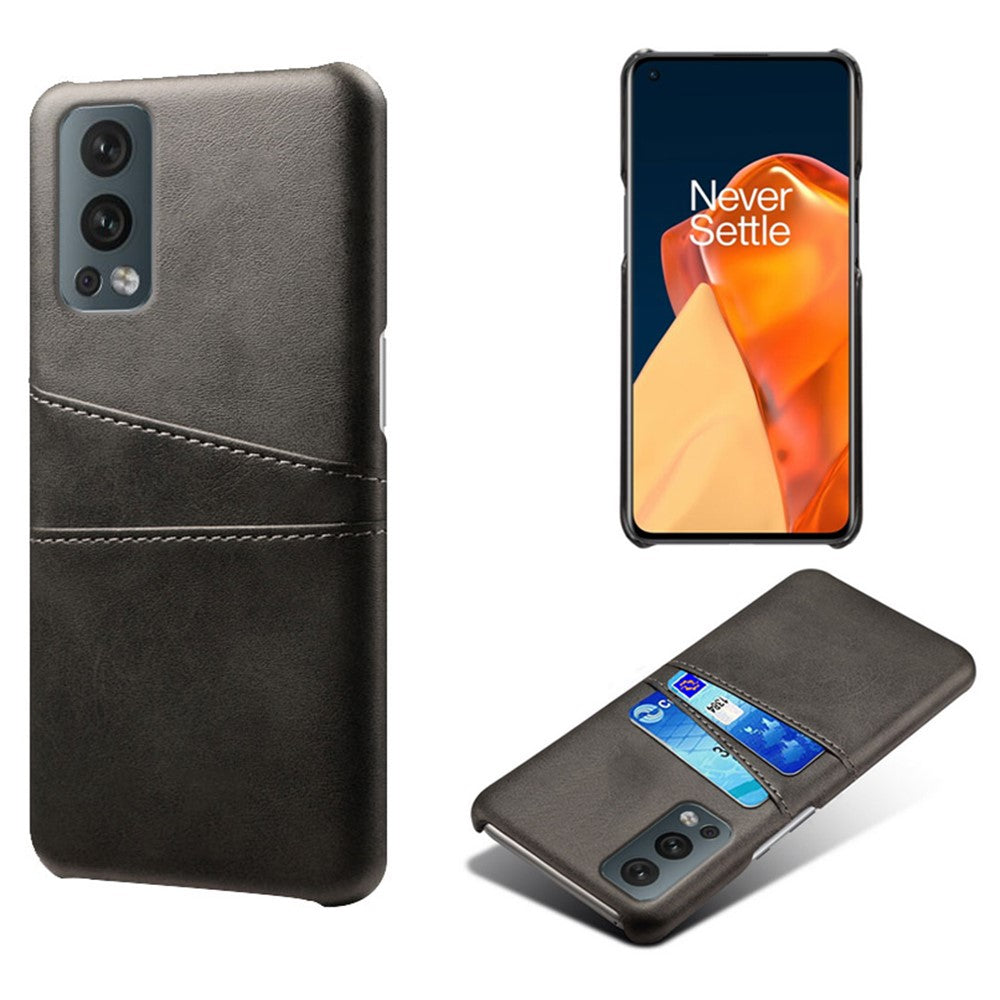 Dual Back Card Slots PU Leather + PC Combo Drop-Proof Hard Case for OnePlus Nord 2 5G