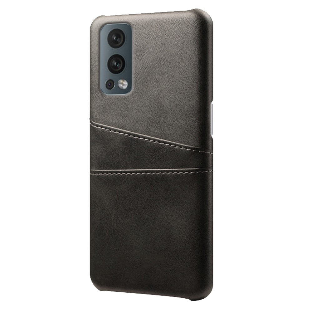 Dual Back Card Slots PU Leather + PC Combo Drop-Proof Hard Case for OnePlus Nord 2 5G