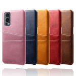 Dual Back Card Slots PU Leather + PC Combo Drop-Proof Hard Case for OnePlus Nord 2 5G