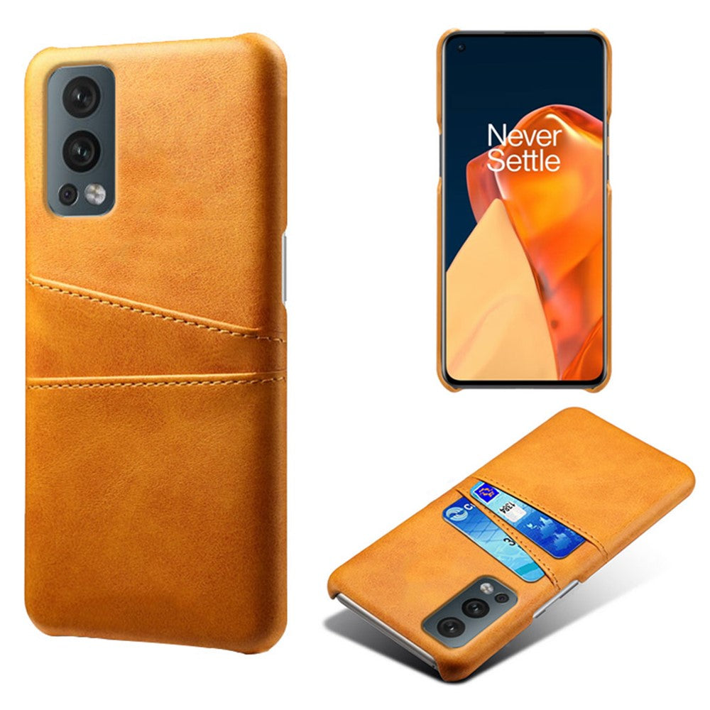 Dual Back Card Slots PU Leather + PC Combo Drop-Proof Hard Case for OnePlus Nord 2 5G