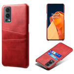 Dual Back Card Slots PU Leather + PC Combo Drop-Proof Hard Case for OnePlus Nord 2 5G