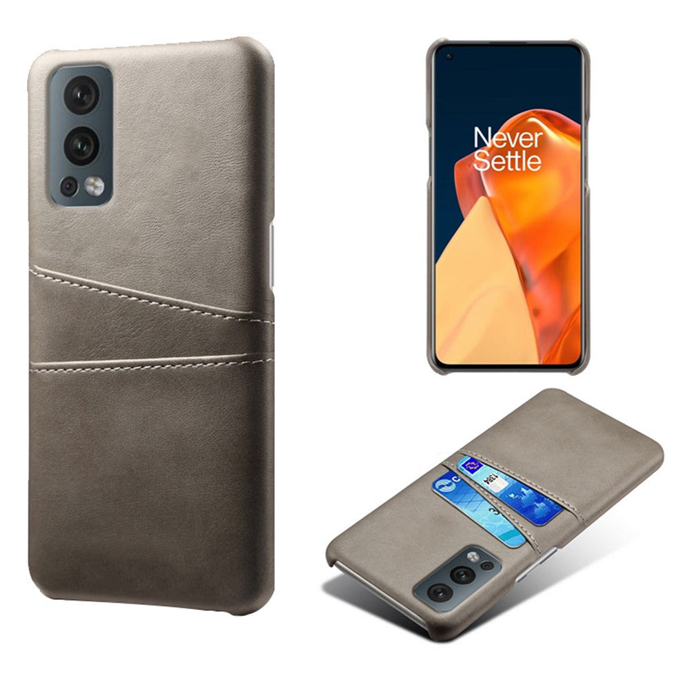 Dual Back Card Slots PU Leather + PC Combo Drop-Proof Hard Case for OnePlus Nord 2 5G
