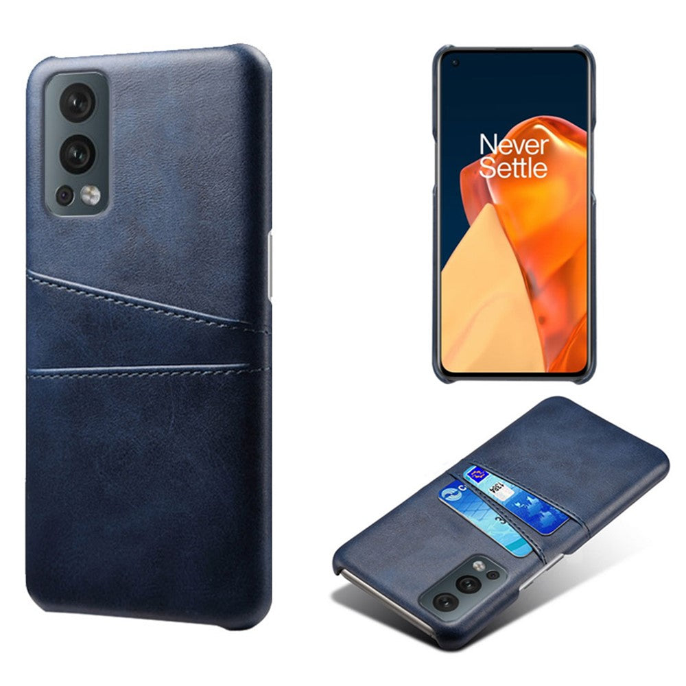 Dual Back Card Slots PU Leather + PC Combo Drop-Proof Hard Case for OnePlus Nord 2 5G
