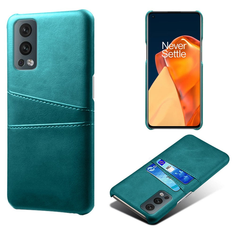 Dual Back Card Slots PU Leather + PC Combo Drop-Proof Hard Case for OnePlus Nord 2 5G