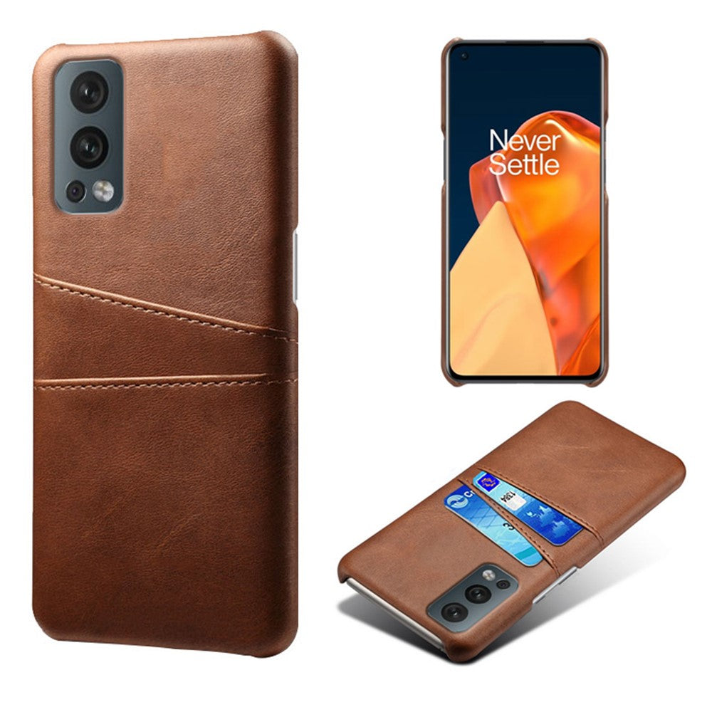 Dual Back Card Slots PU Leather + PC Combo Drop-Proof Hard Case for OnePlus Nord 2 5G