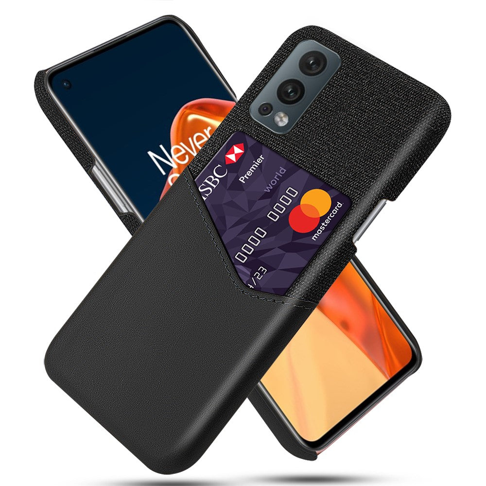 Bakre kortplatsdesign Heltäckande tygtexturerat hybridmobilskal för OnePlus Nord 2 5G
