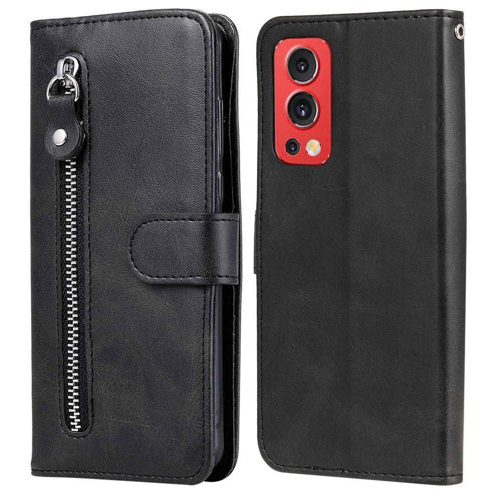 Fack med dragkedja, magnetiskt spänne, plånboksdesign, läderfodral för mobil, skal till OnePlus Nord 2 5G