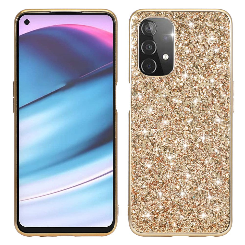 Glitter Bling TPU Electroplating Edge + Hard PC Back Shockproof Phone Case for OnePlus Nord N200 5G