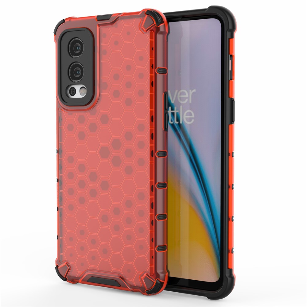 Honeycomb Pattern Shock-proof TPU + PC Hybrid Phone Back Case for OnePlus Nord 2 5G
