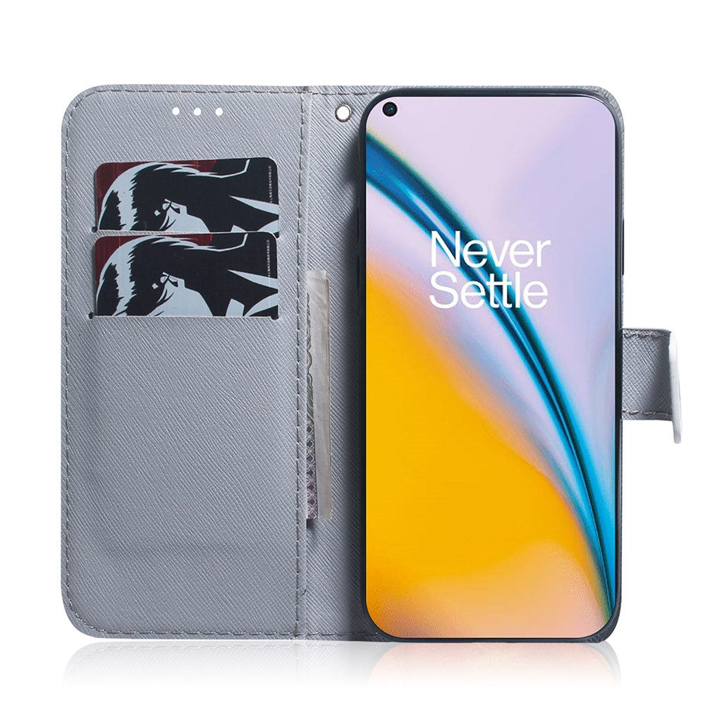 Stylish Pattern Printing Shockproof Wallet Stand PU Leather Phone Protective Case Shell for OnePlus Nord 2 5G