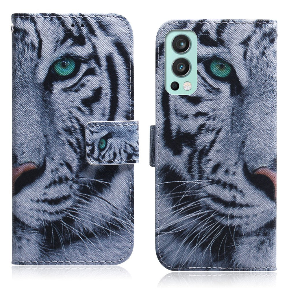 Stylish Pattern Printing Shockproof Wallet Stand PU Leather Phone Protective Case Shell for OnePlus Nord 2 5G