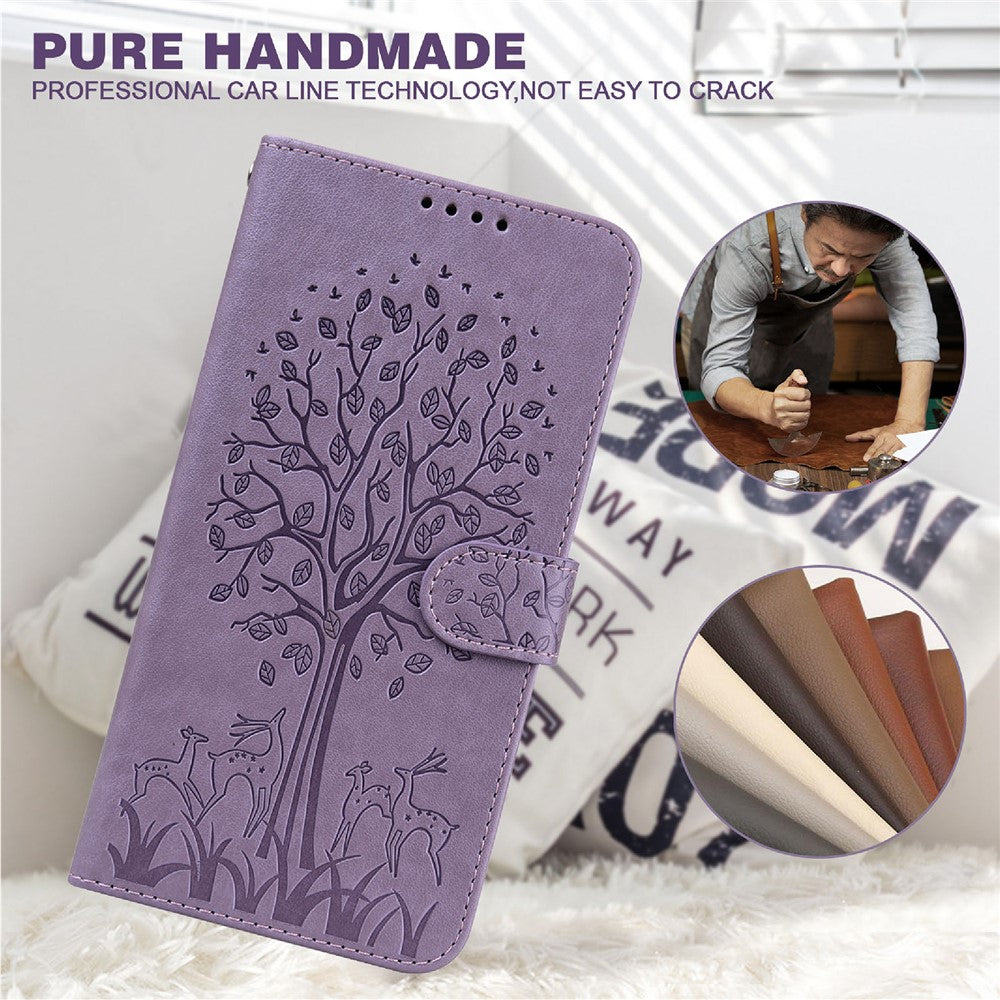 Imprinted Tree Deer Full Protection PU Leather Phone Stand Cover Wallet Case for OnePlus Nord CE 5G