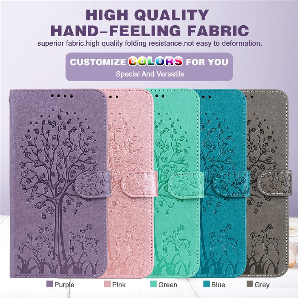 Imprinted Tree Deer Full Protection PU Leather Phone Stand Cover Wallet Case for OnePlus Nord CE 5G