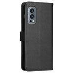 For OnePlus Nord 2 5G Case Solid Color Leather Mobile Cover Wallet Stand with Strap