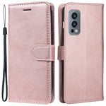 For OnePlus Nord 2 5G Case Solid Color Leather Mobile Cover Wallet Stand with Strap