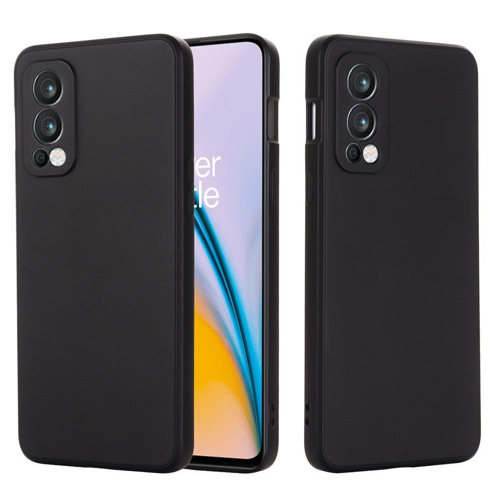 Microfiber Liner Liquid Silicone Case Cell Phone Back Cover with Handy Strap for OnePlus Nord 2 5G