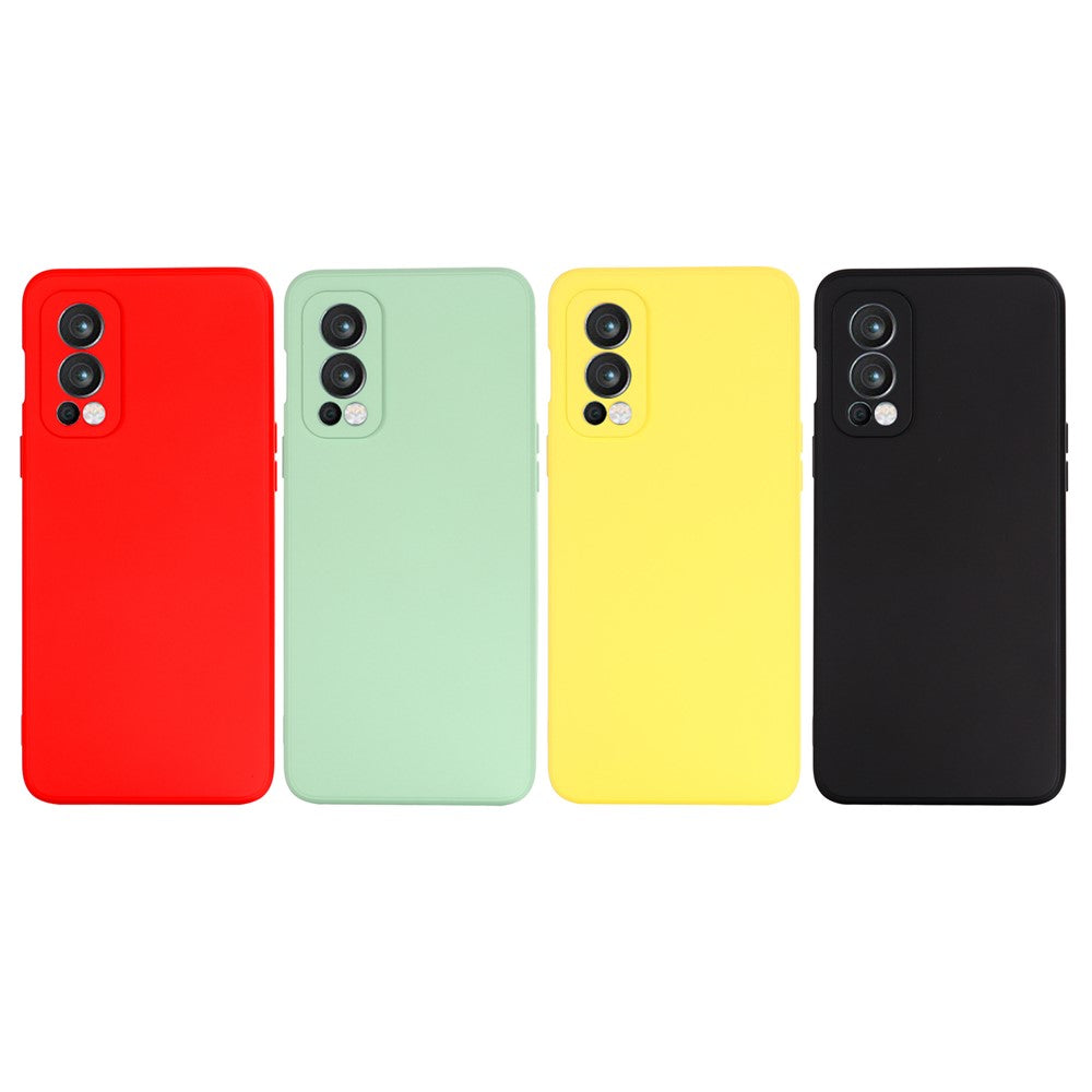 Microfiber Liner Liquid Silicone Case Cell Phone Back Cover with Handy Strap for OnePlus Nord 2 5G