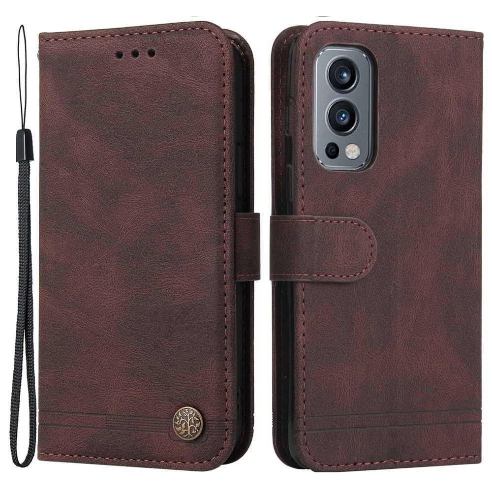 Til OnePlus Nord 2 5G Læderpung Etui "Skin Touch" Telefoncover Stativ med Rem
