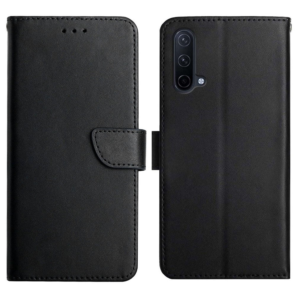 Solid Color Smooth Touch Nappa Texture Genuine Leather Outer Cover + Soft TPU Inner Shell with Stand Wallet for OnePlus Nord CE 5G