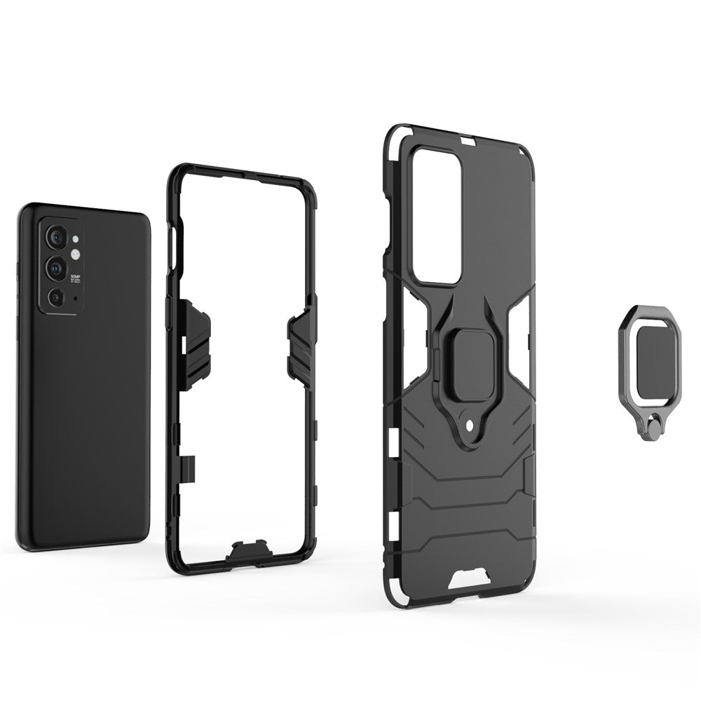 Hybridskyddsskal i TPU + hårt PC med metallstativ för OnePlus 9RT 5G