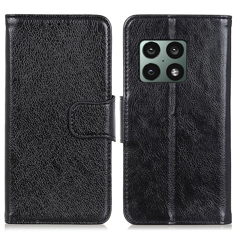 Nappatextur Stoppskyddande Delat Läderfodral + TPU mobilstativ Plånboksfodral för OnePlus 10 Pro 5G