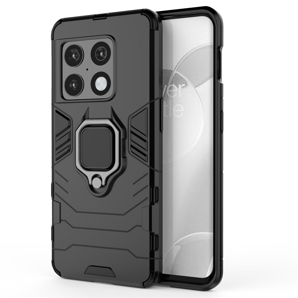 Dubbelskiktat mjukt och flexibelt TPU-skal i hårt PC, halkfritt, skyddande mobilskal med stativ för OnePlus 10 Pro 5G