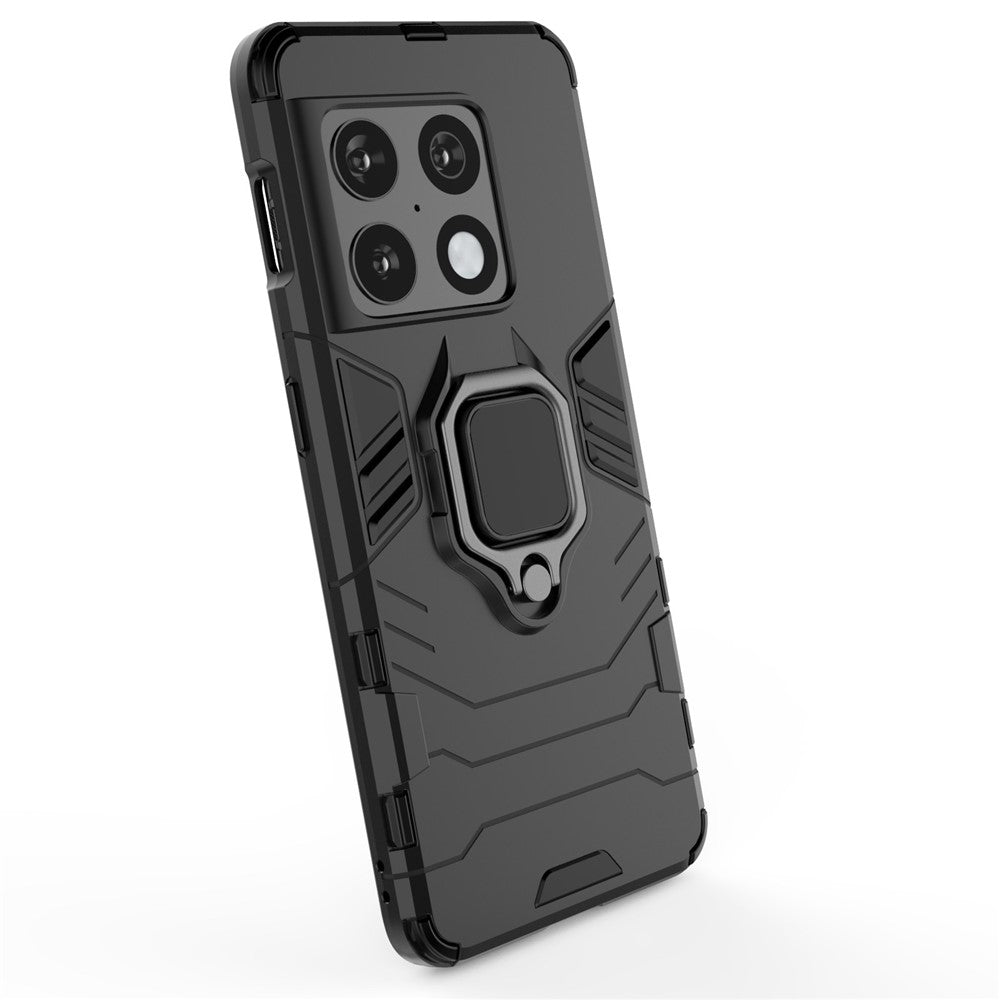 Dubbelskiktat mjukt och flexibelt TPU-skal i hårt PC, halkfritt, skyddande mobilskal med stativ för OnePlus 10 Pro 5G
