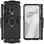 Dubbelskiktat mjukt och flexibelt TPU-skal i hårt PC, halkfritt, skyddande mobilskal med stativ för OnePlus 10 Pro 5G