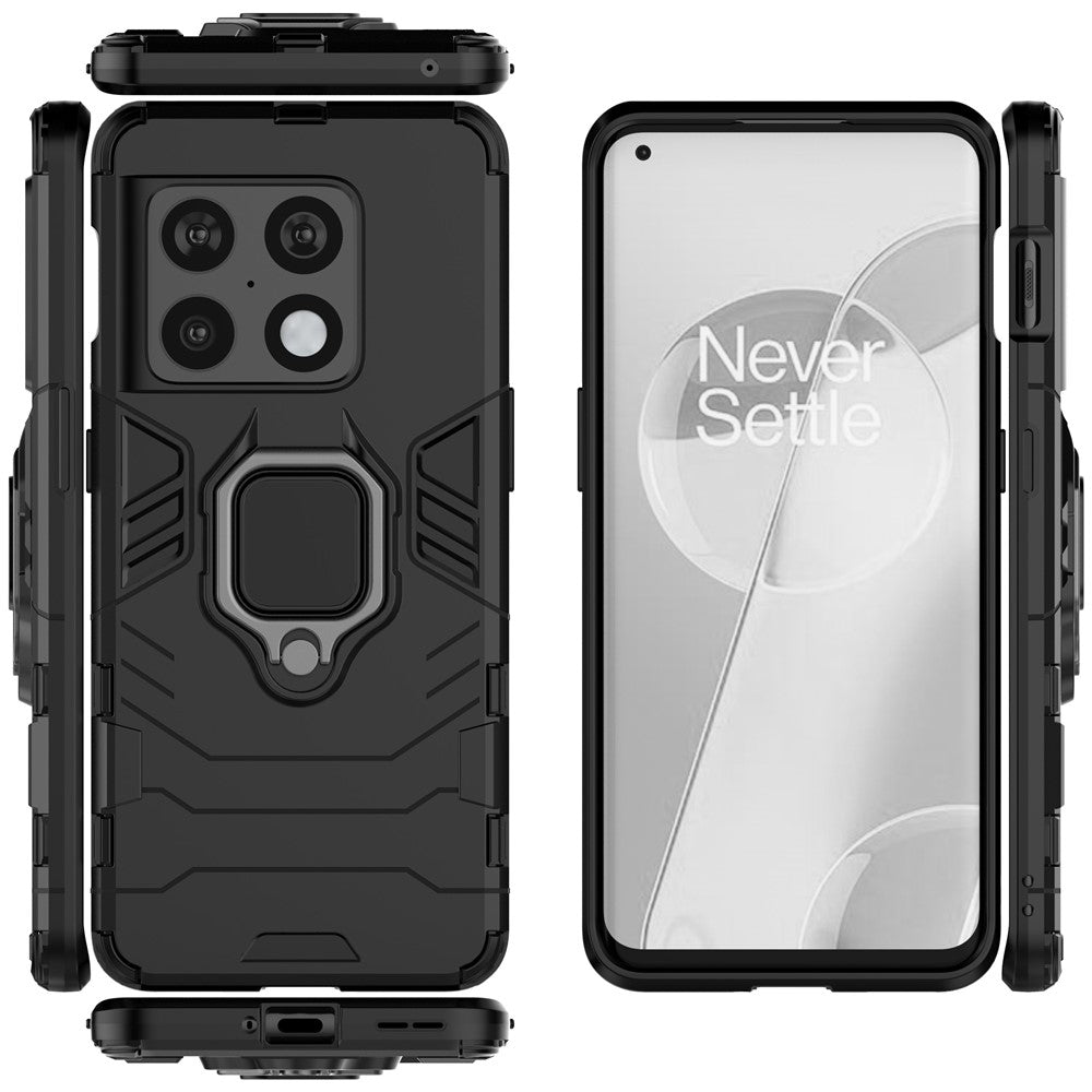 Dubbelskiktat mjukt och flexibelt TPU-skal i hårt PC, halkfritt, skyddande mobilskal med stativ för OnePlus 10 Pro 5G