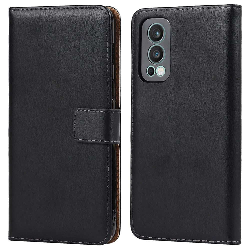 Dual-Sided Magnetic Clasp Split Leather Wallet Stand Function Phone Case Protective Cover for OnePlus Nord 2 5G
