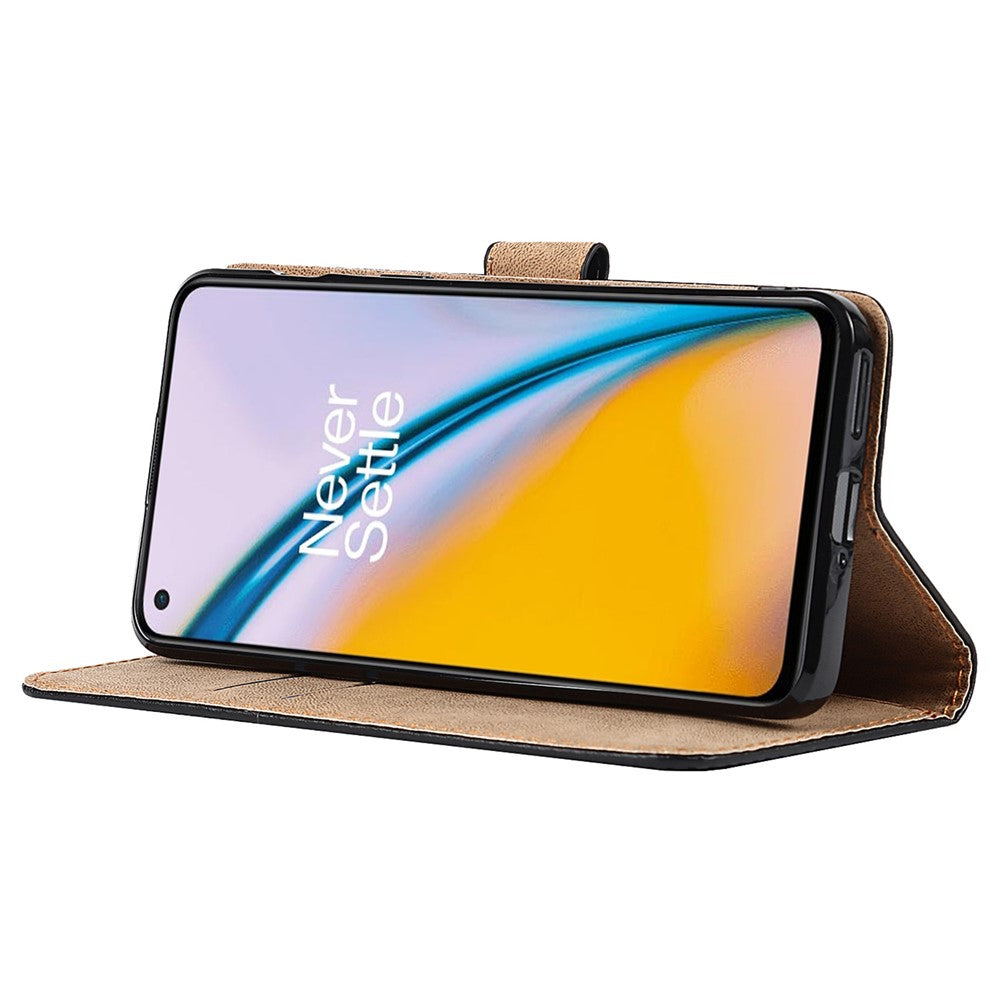 Dual-Sided Magnetic Clasp Split Leather Wallet Stand Function Phone Case Protective Cover for OnePlus Nord 2 5G