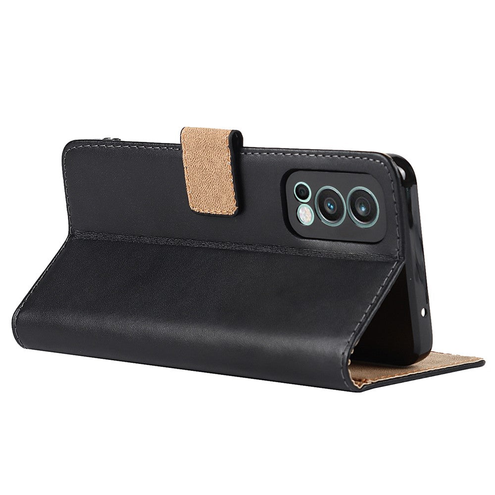 Dual-Sided Magnetic Clasp Split Leather Wallet Stand Function Phone Case Protective Cover for OnePlus Nord 2 5G