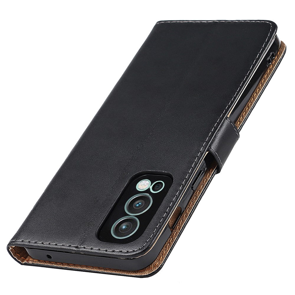 Dual-Sided Magnetic Clasp Split Leather Wallet Stand Function Phone Case Protective Cover for OnePlus Nord 2 5G