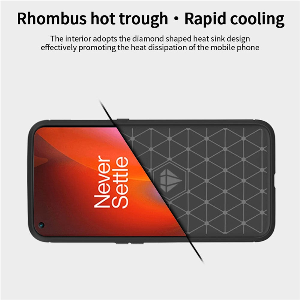 MOFI Carbon Fiber Texture Brushed Surface Well-protected Slim TPU Phone Case Shell for OnePlus Nord 2 5G