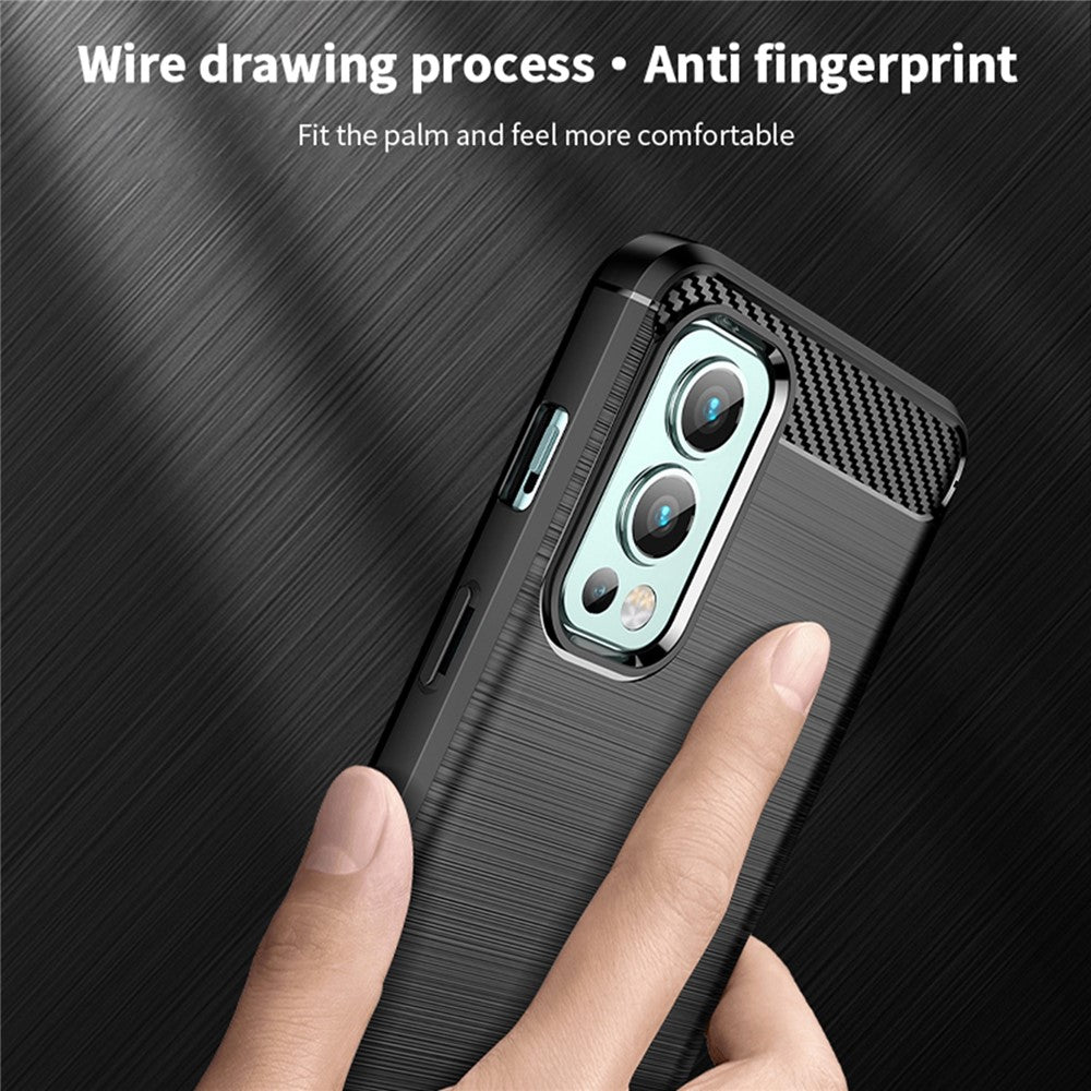 MOFI Carbon Fiber Texture Brushed Surface Well-protected Slim TPU Phone Case Shell for OnePlus Nord 2 5G
