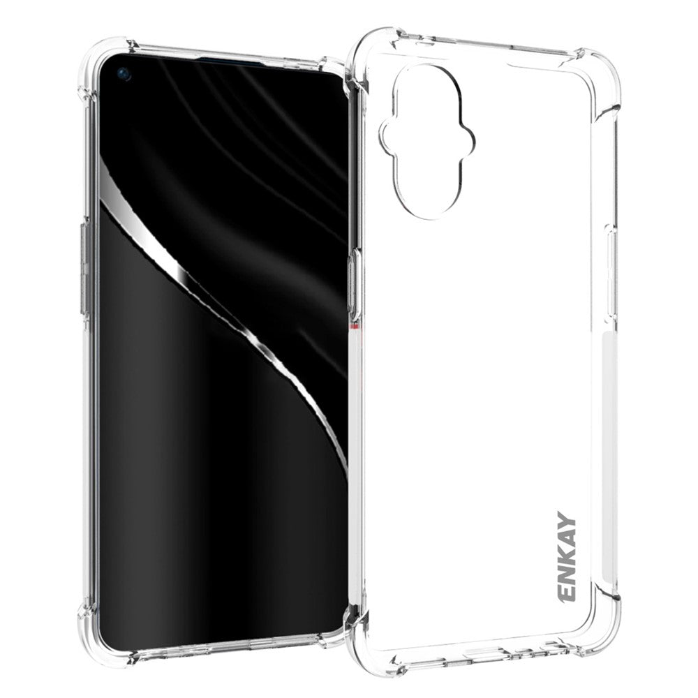 ENKAY HAT PRINCE Enhanced Four Corner Anti-slip Side Strip Transparent TPU Cover Case for OnePlus Nord N20 5G